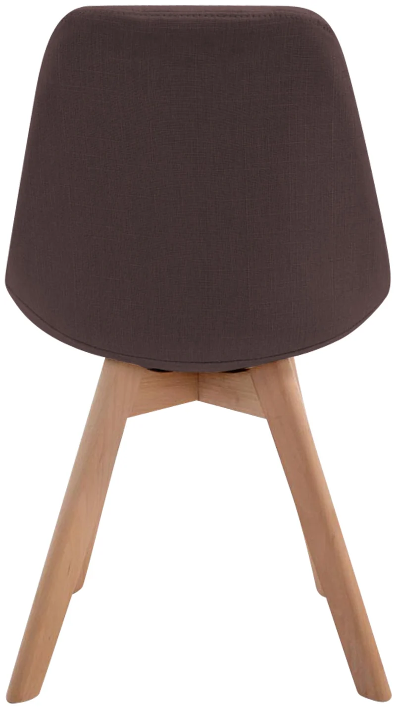 Chaise de salle à manger x1 design scandinave en tissu marron et piètement à 4 pieds en bois clair 10_0003273