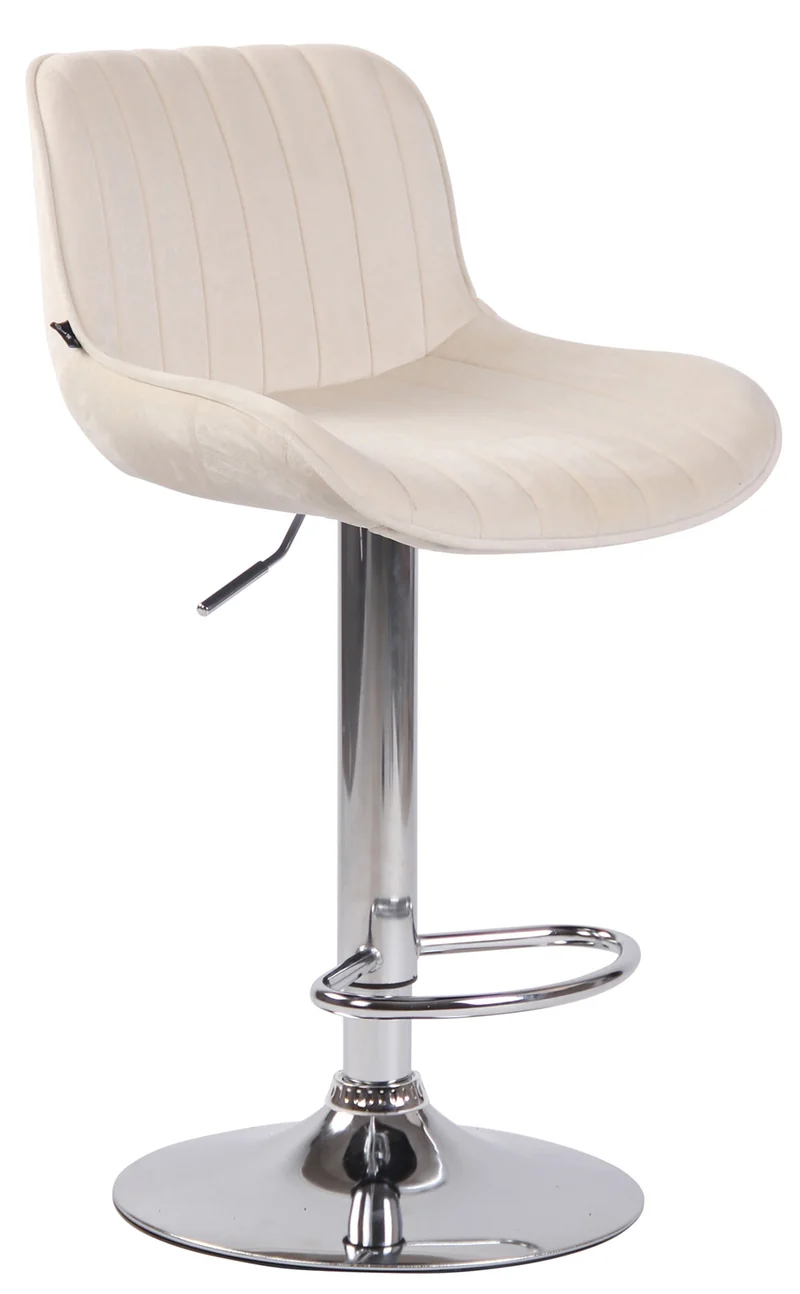 Lot de 2 tabourets de bar moderne confortable réglable en velours crème pied trompette métal TDB10393