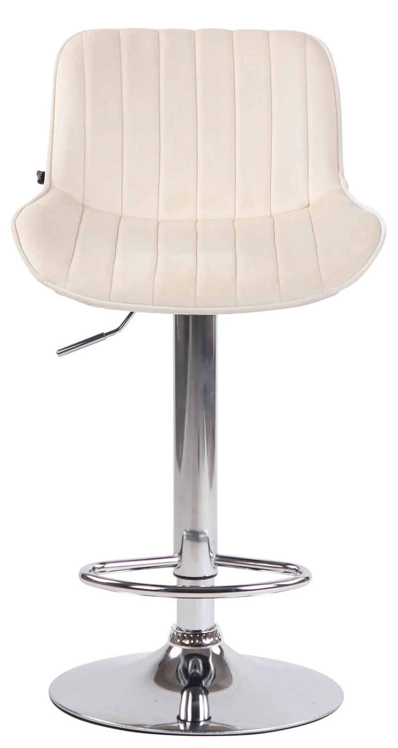 Lot de 2 tabourets de bar moderne confortable réglable en velours crème pied trompette métal TDB10393