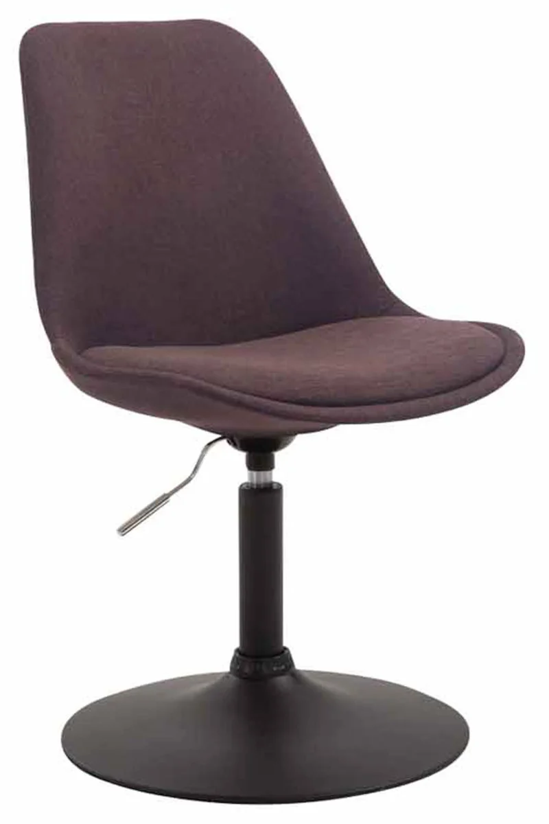 Lot de 4 chaises de salle à manger pivotante hauteur réglable en tissu marron et pied trompette en métal noir 10_0008633