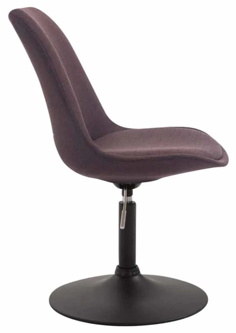 Lot de 4 chaises de salle à manger pivotante hauteur réglable en tissu marron et pied trompette en métal noir 10_0008633