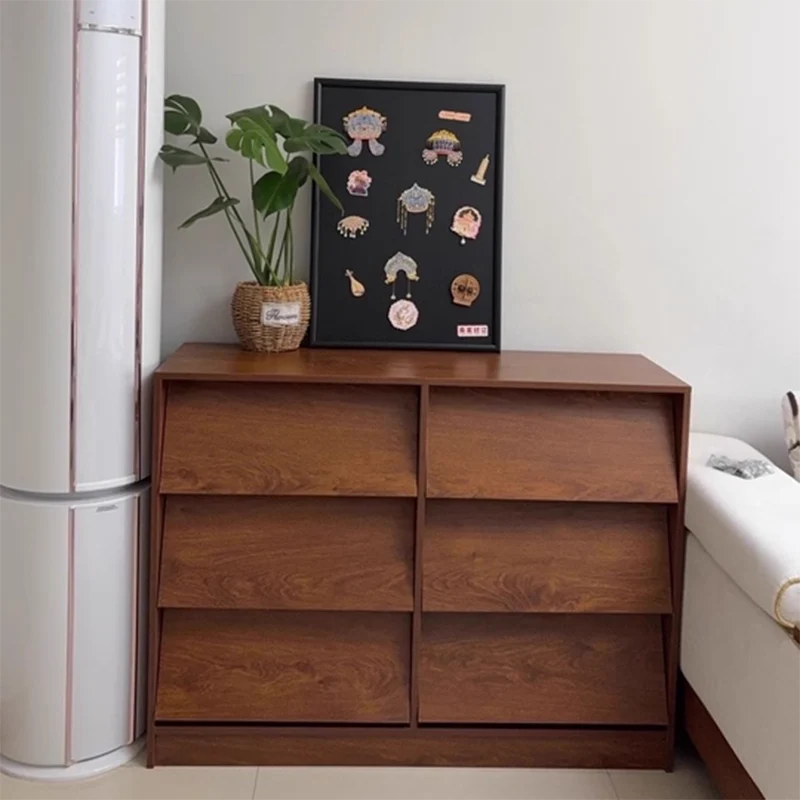 Contemporary Retro Venetian Blind Rectangular Eco-Friendly Engineered Wood MDF Carbon Steel Storage Cabinet 6/9-Drawer For Living Room & Bedroom