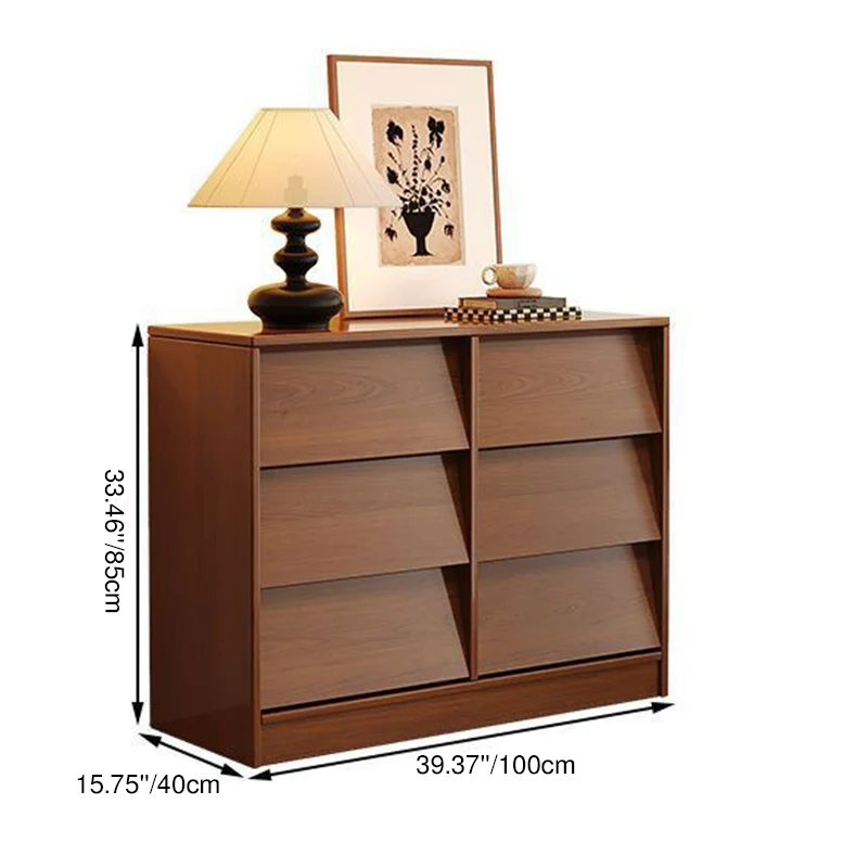 Contemporary Retro Venetian Blind Rectangular Eco-Friendly Engineered Wood MDF Carbon Steel Storage Cabinet 6/9-Drawer For Living Room & Bedroom