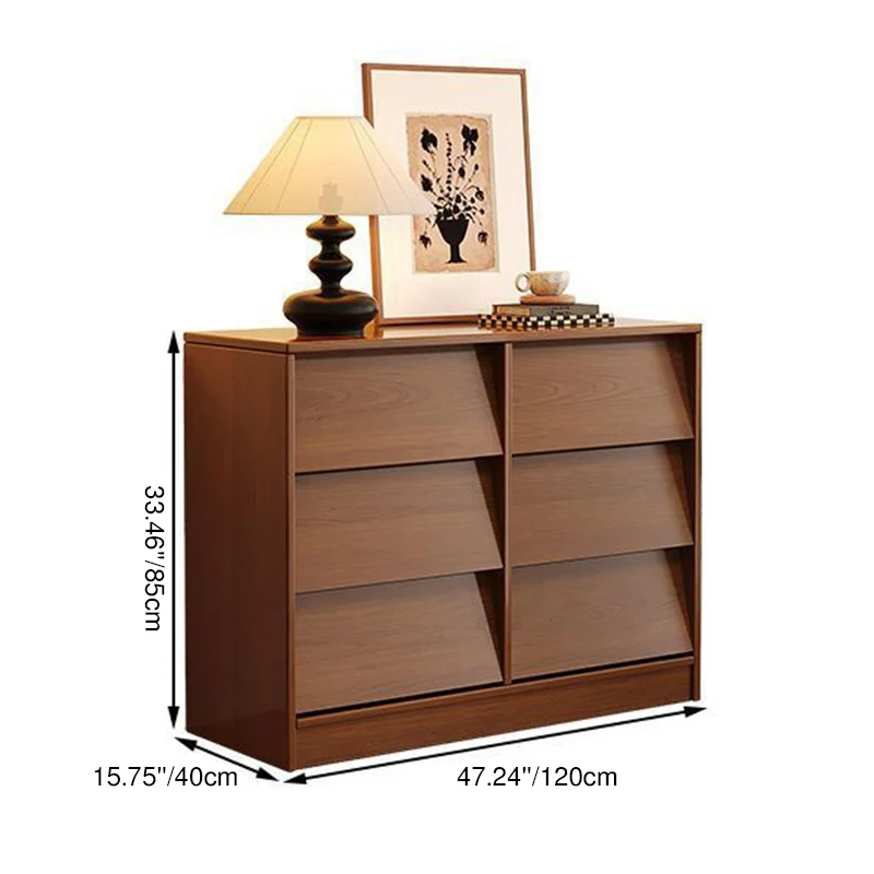 Contemporary Retro Venetian Blind Rectangular Eco-Friendly Engineered Wood MDF Carbon Steel Storage Cabinet 6/9-Drawer For Living Room & Bedroom