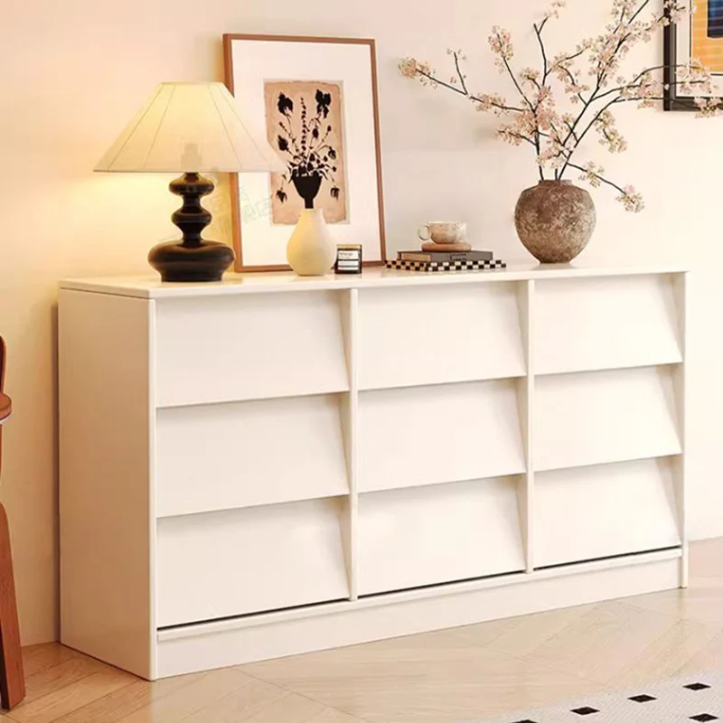 Contemporary Retro Venetian Blind Rectangular Eco-Friendly Engineered Wood MDF Carbon Steel Storage Cabinet 6/9-Drawer For Living Room & Bedroom