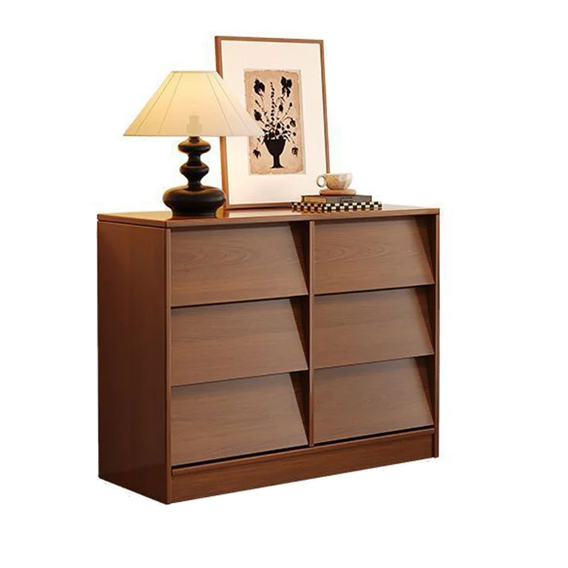Contemporary Retro Venetian Blind Rectangular Eco-Friendly Engineered Wood MDF Carbon Steel Storage Cabinet 6/9-Drawer For Living Room & Bedroom