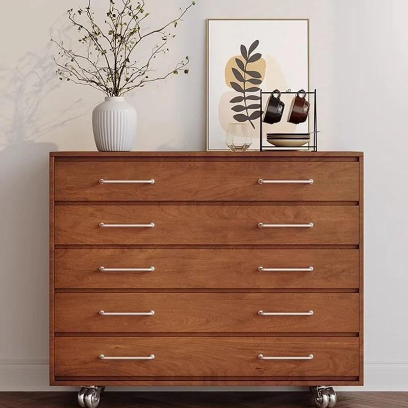 Traditional Vintage Multi-Layer Large Capacity Rectangular Eco-Friendly Engineered Wood Metal Storage Cabinet 5-Drawer For Living Room & Bedroom