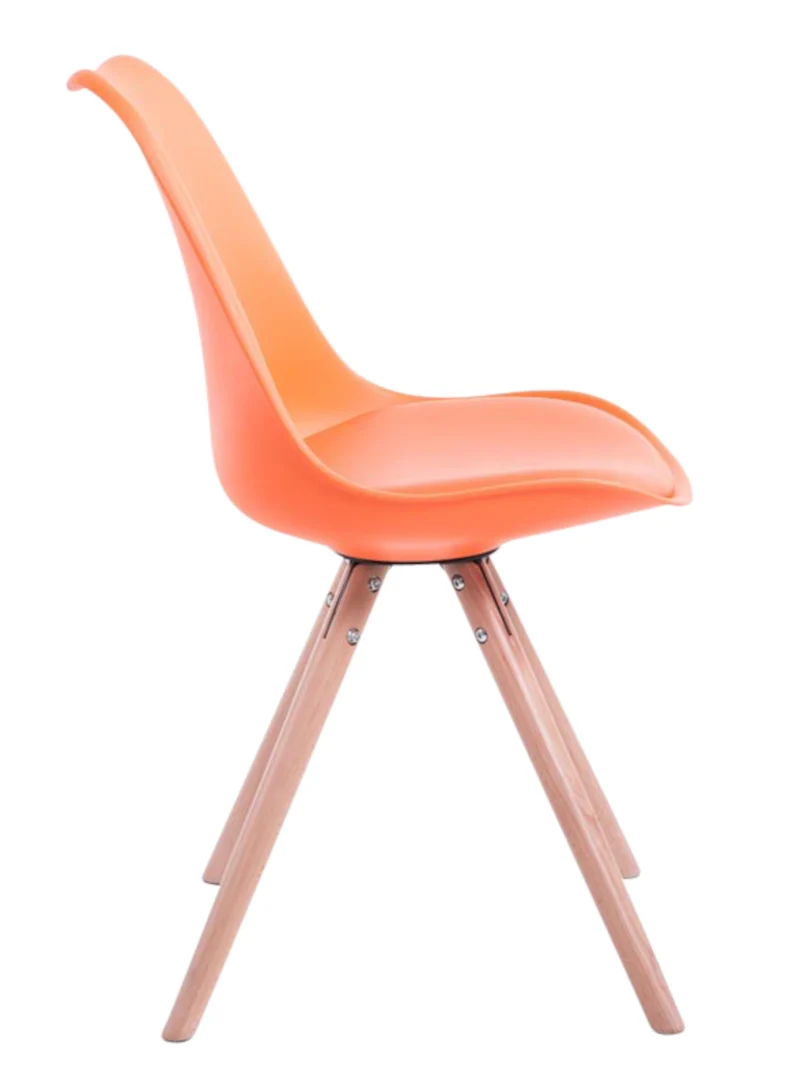 4 chaises de salle à manger style scandinave en synthétique et plastique orange pieds rond en bois clair CDS10376