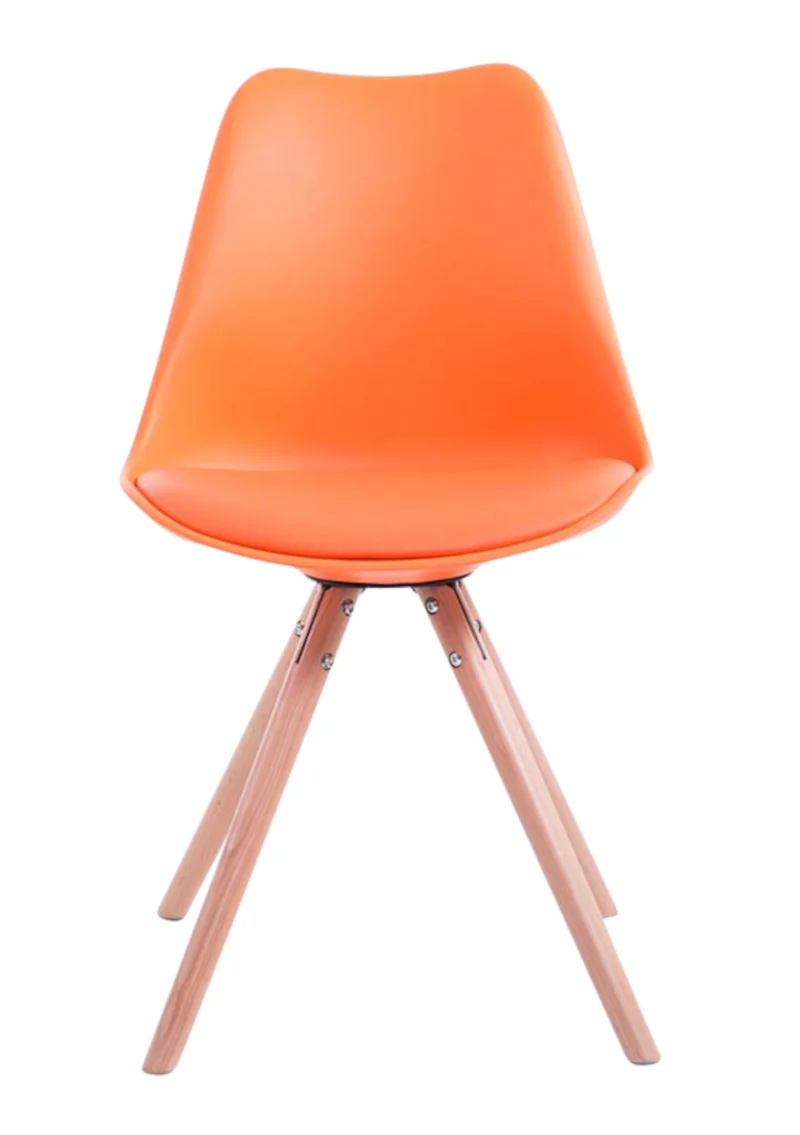 4 chaises de salle à manger style scandinave en synthétique et plastique orange pieds rond en bois clair CDS10376