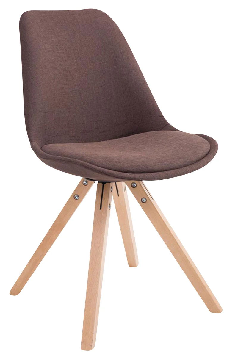 Lot de 4 chaises de salle à manger design scandinave en tissu marron et pieds en bois clair forme carré 10_0003201