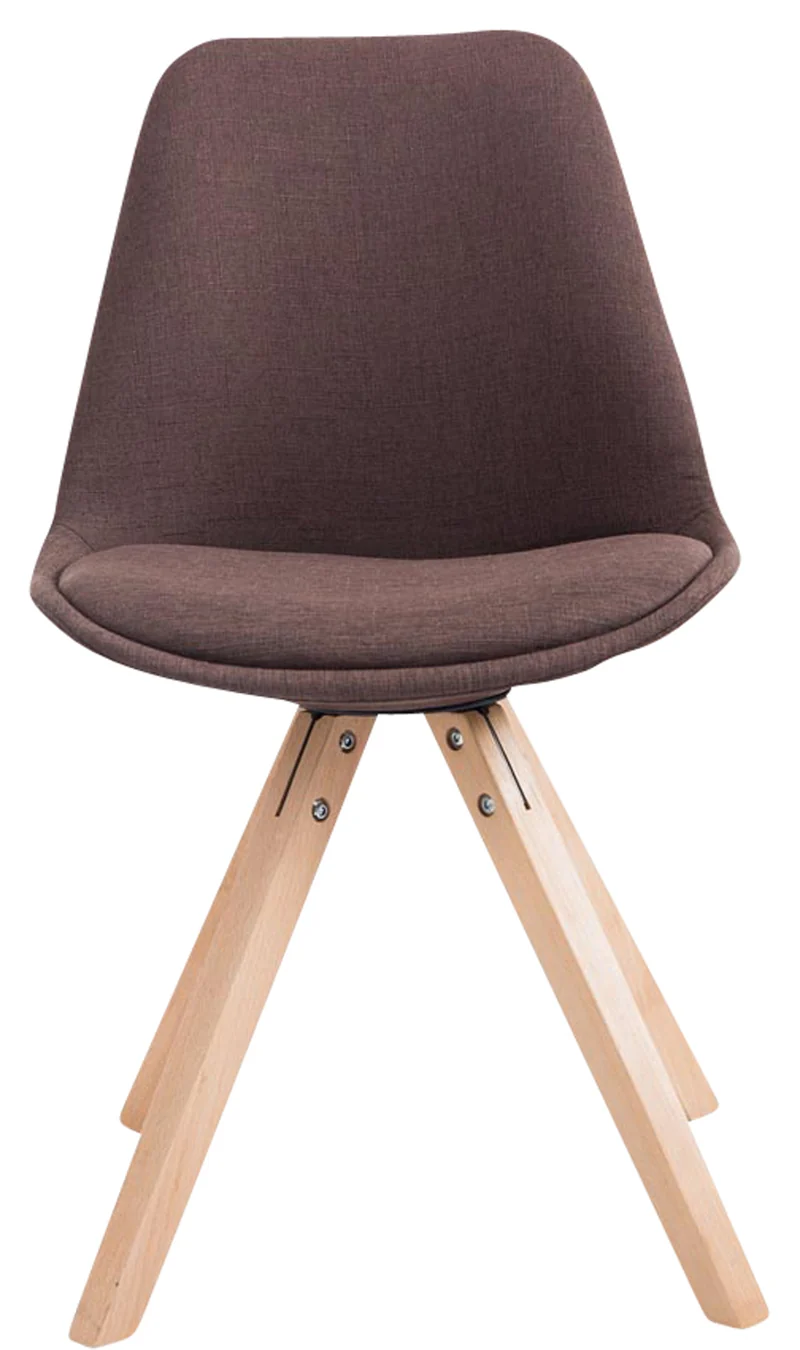 Lot de 4 chaises de salle à manger design scandinave en tissu marron et pieds en bois clair forme carré 10_0003201