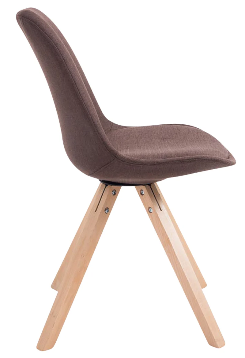 Lot de 4 chaises de salle à manger design scandinave en tissu marron et pieds en bois clair forme carré 10_0003201