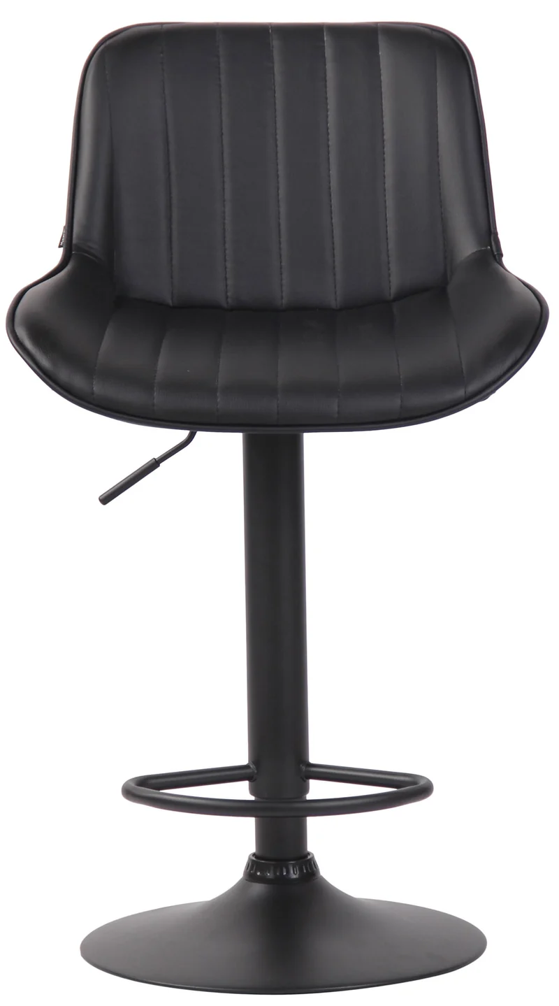Lot de 2 tabourets de bar chaises hautes en PVC noir coutures verticales support en métal noir 10_0004281