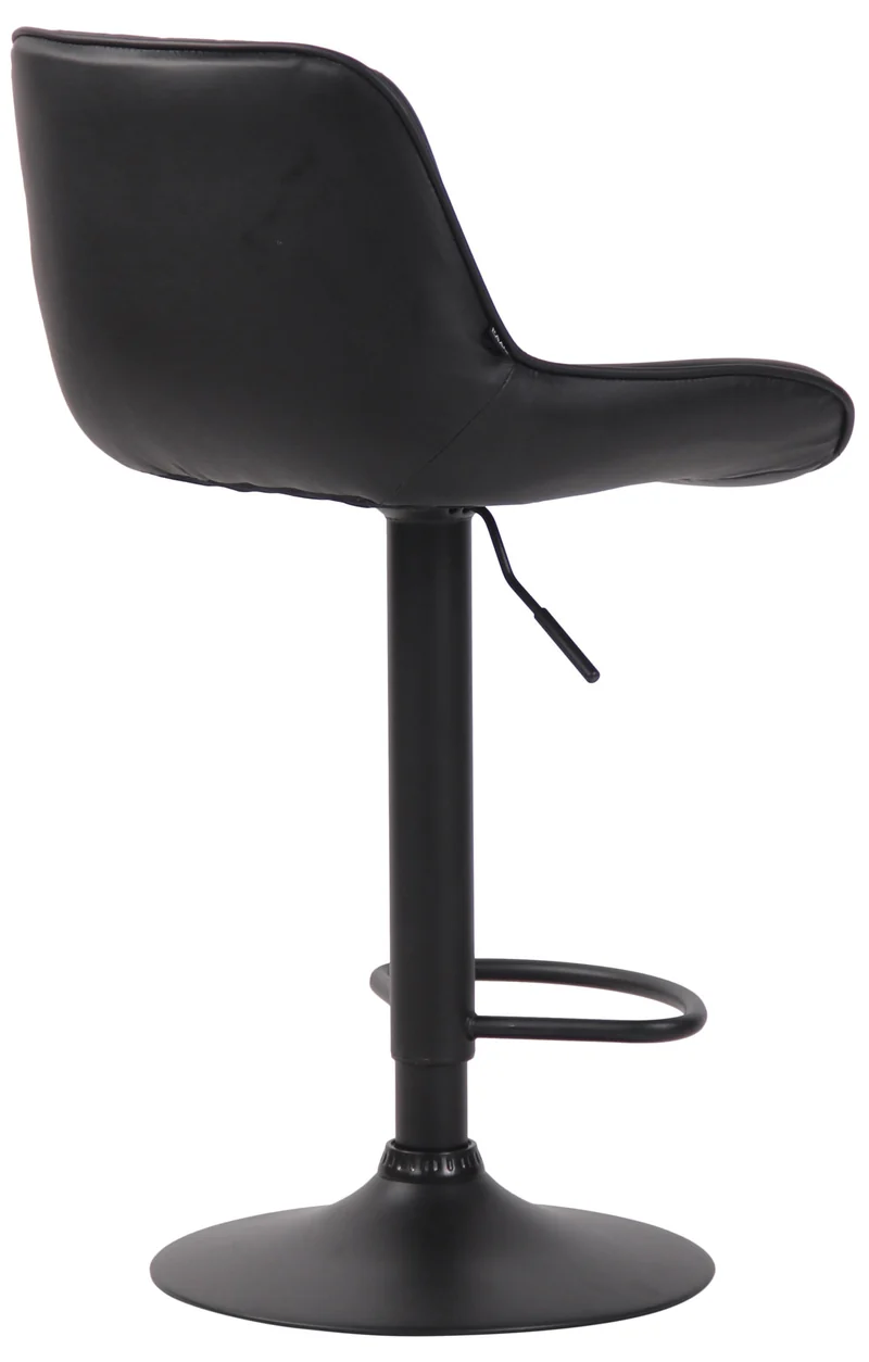 Lot de 2 tabourets de bar chaises hautes en PVC noir coutures verticales support en métal noir 10_0004281