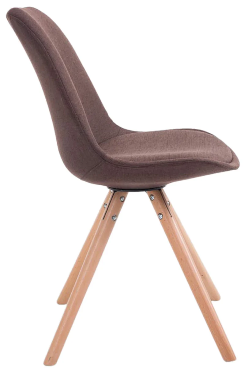 4 chaises de salle à manger style scandinave en tissu marron pieds rond en bois clair CDS10346
