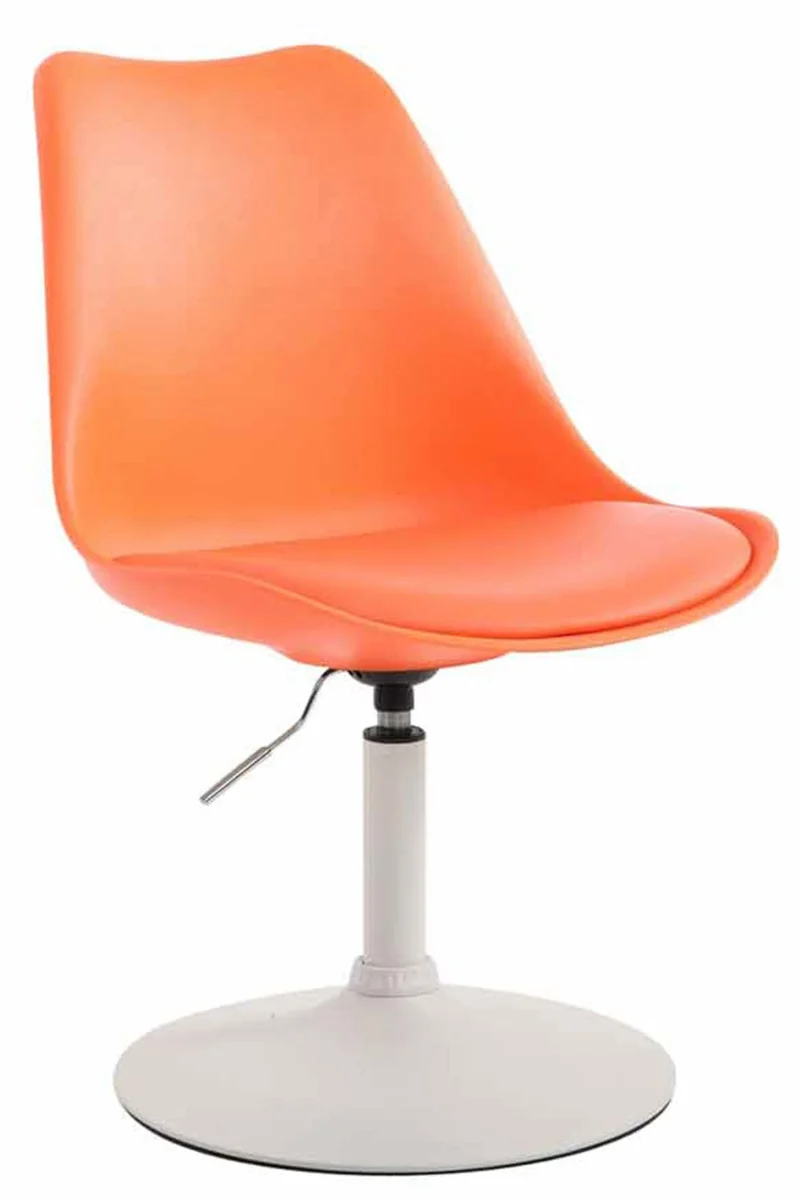 Lot de 4 chaises de salle à manger pivotante hauteur réglable en plastique orange et pied trompette en métal blanc 10_0006711
