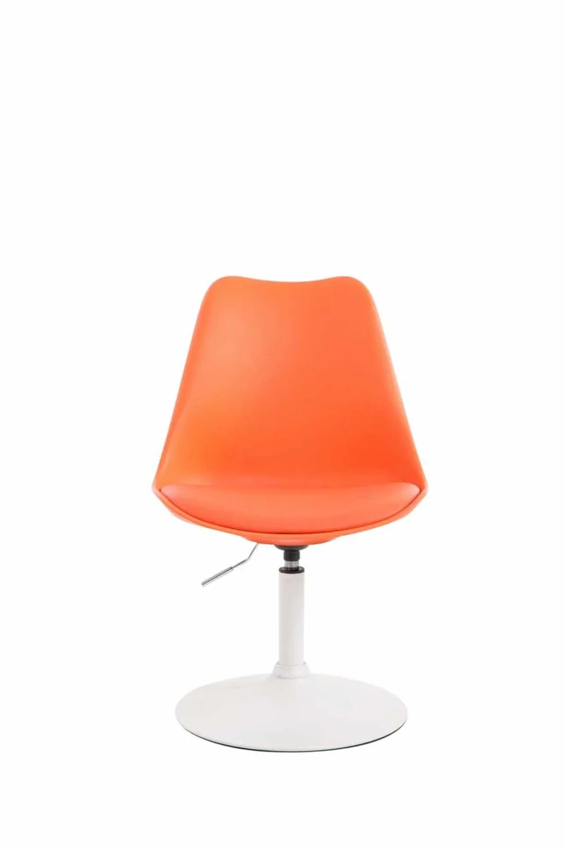 Lot de 4 chaises de salle à manger pivotante hauteur réglable en plastique orange et pied trompette en métal blanc 10_0006711