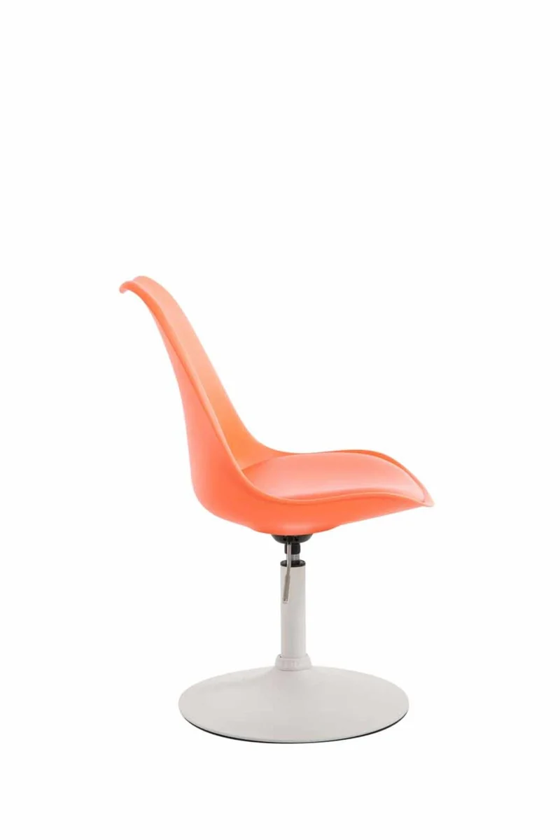 Lot de 4 chaises de salle à manger pivotante hauteur réglable en plastique orange et pied trompette en métal blanc 10_0006711