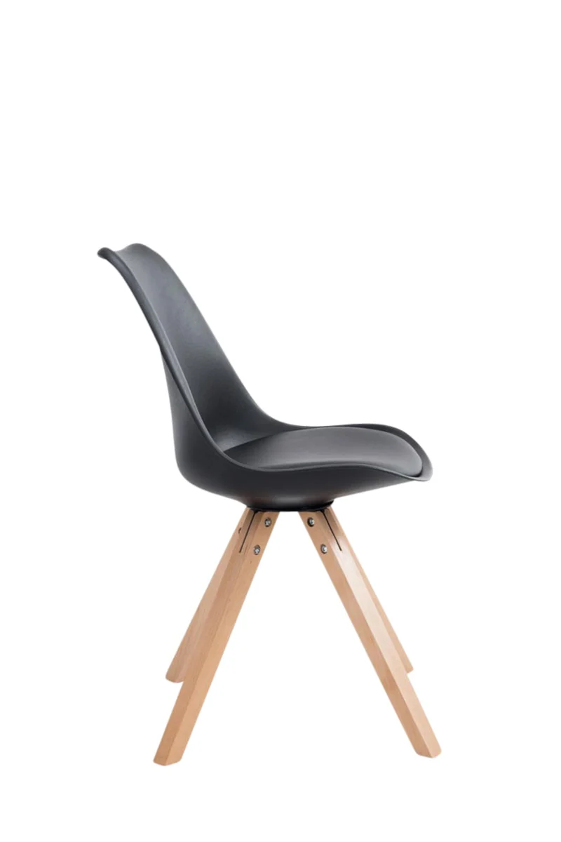 4 chaises de salle à manger style scandinave en synthétique et plastique noir pieds carré en bois clair CDS10370