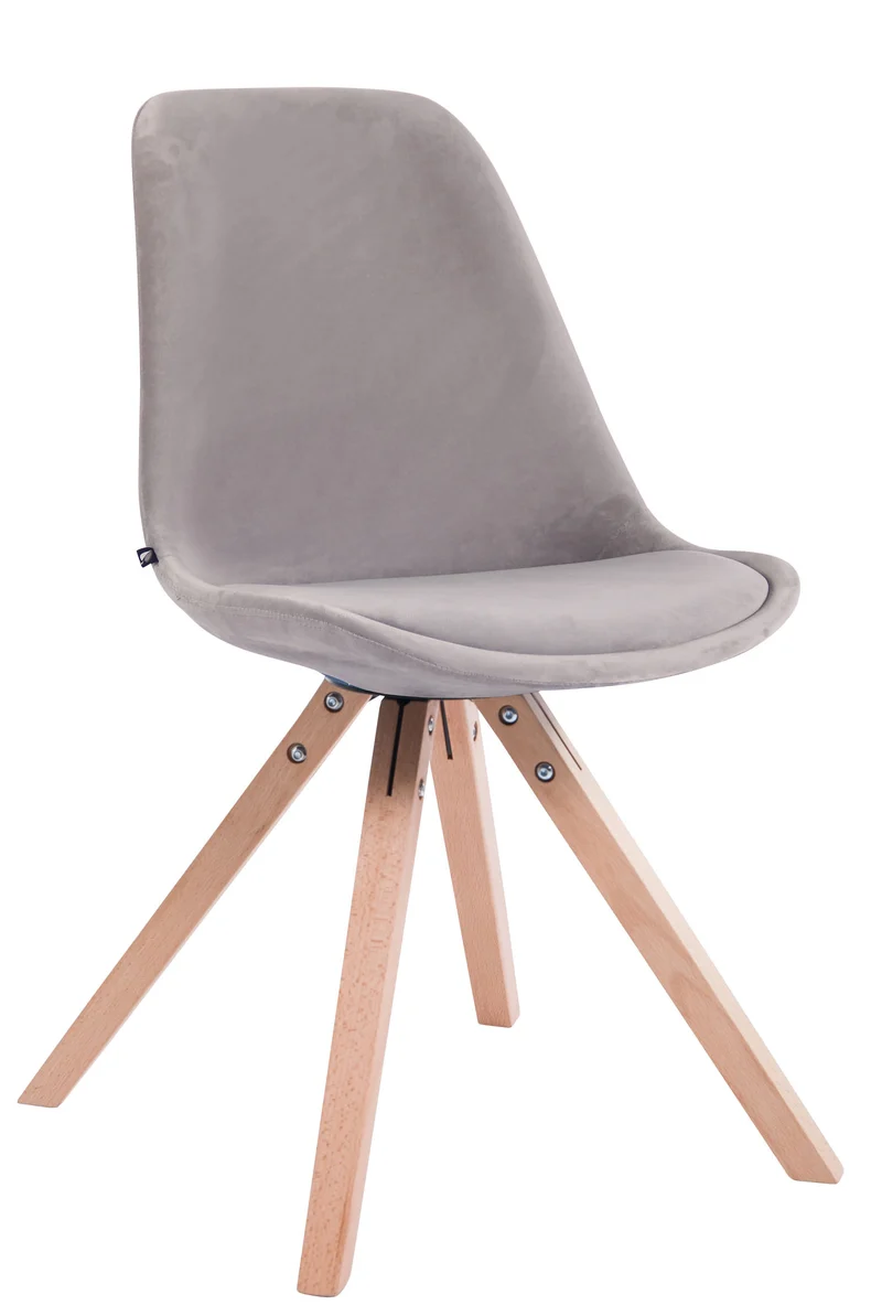 4 chaises de salle à manger style scandinave en velours gris clair pieds carré en bois CDS10193