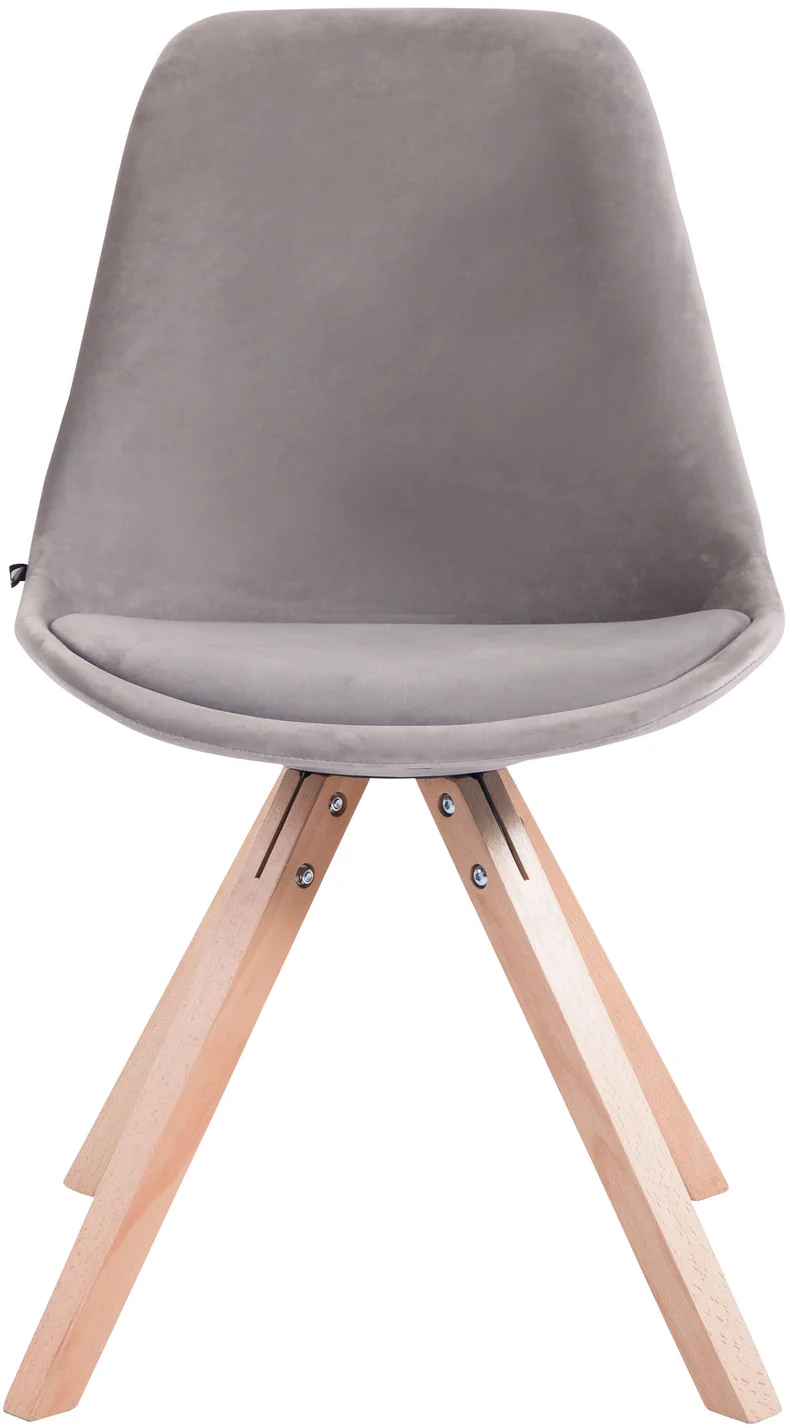 4 chaises de salle à manger style scandinave en velours gris clair pieds carré en bois CDS10193