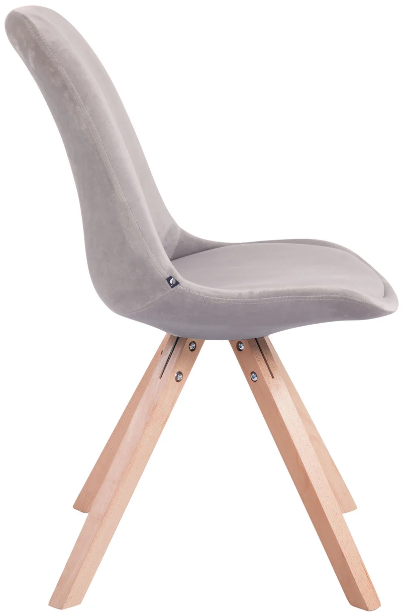 4 chaises de salle à manger style scandinave en velours gris clair pieds carré en bois CDS10193