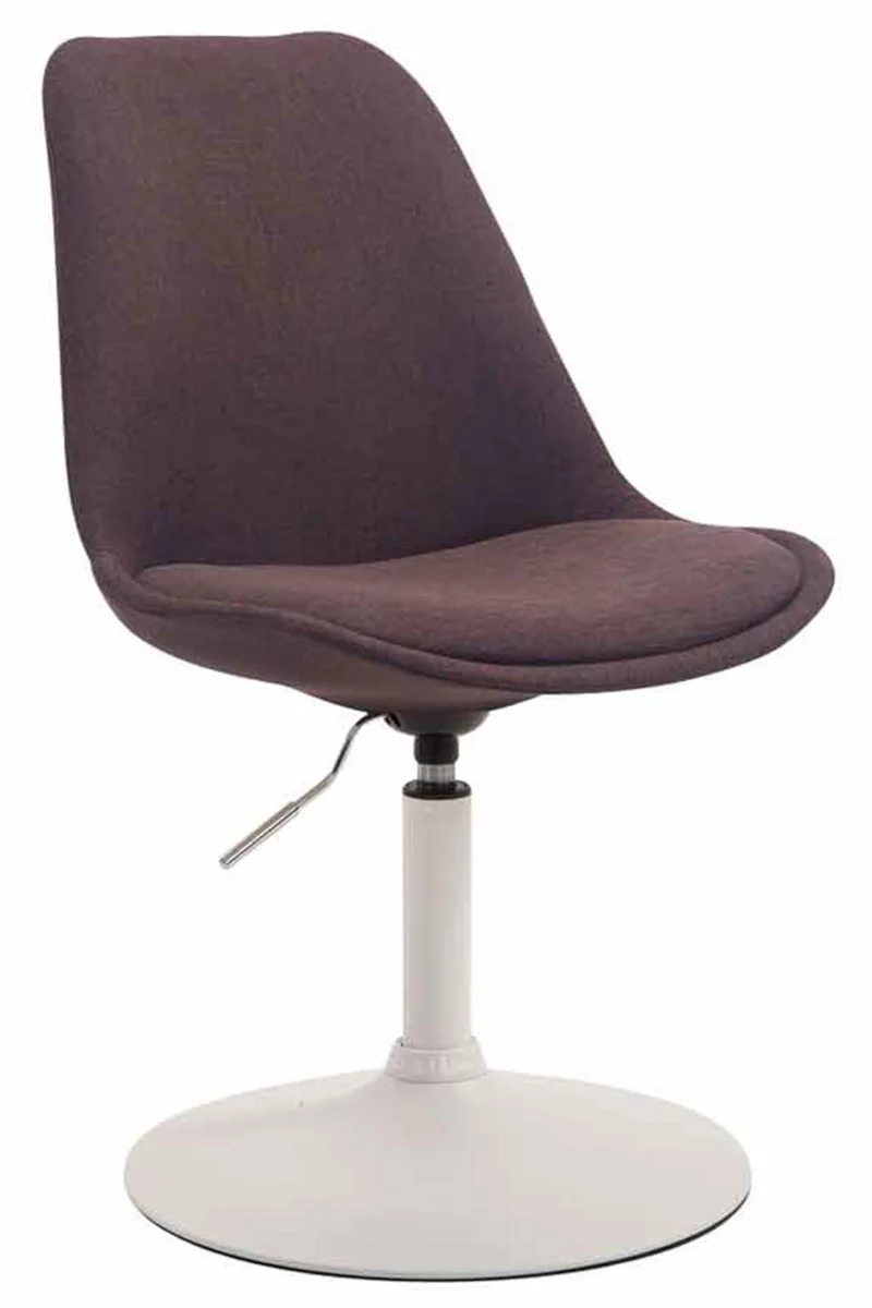 Lot de 4 chaises de salle à manger pivotante hauteur réglable en tissu marron et pied trompette en métal blanc 10_0008635