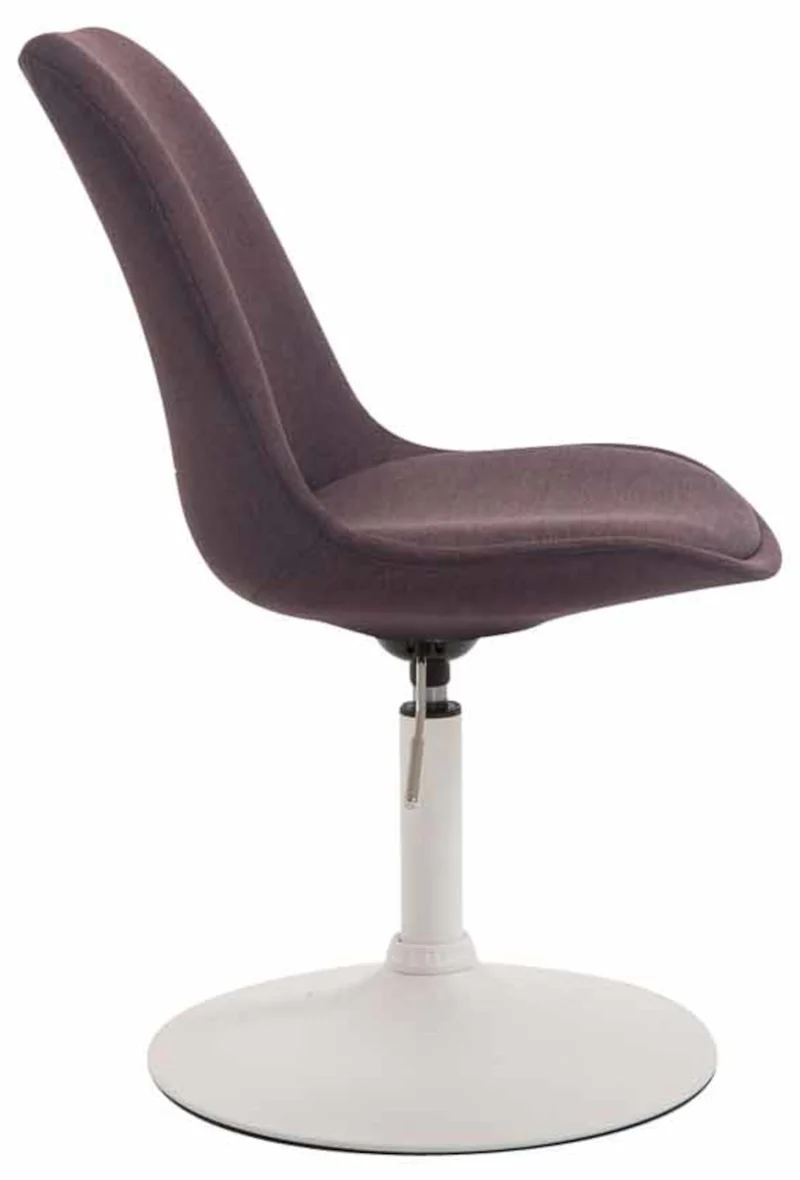 Lot de 4 chaises de salle à manger pivotante hauteur réglable en tissu marron et pied trompette en métal blanc 10_0008635