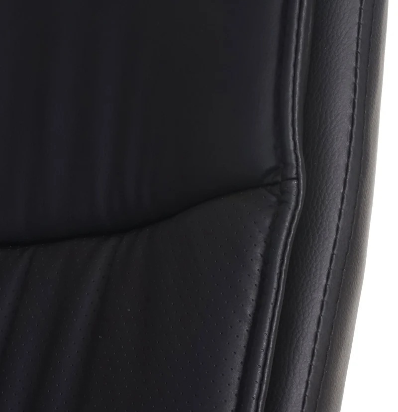 Fauteuil de bureau sans roulettes chaise de conférence avec accoudoirs en PVC noir 04_0001927