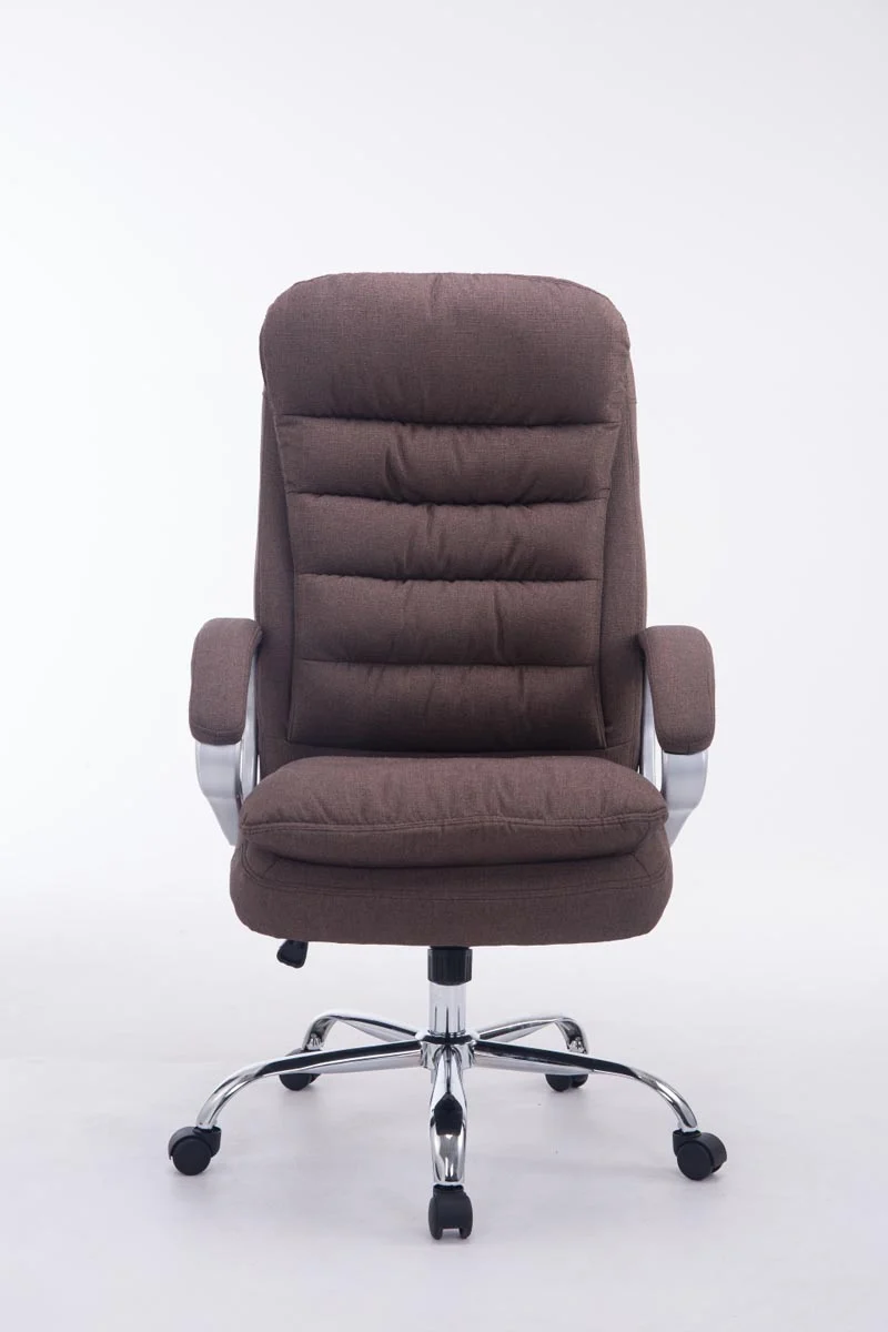Fauteuil de bureau ergonomique et confortable jusqu'à 235 kg en tissu marron et métal chromé 10_0002401