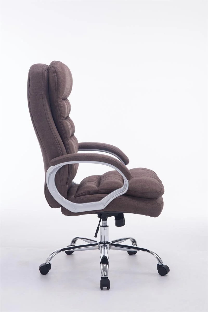 Fauteuil de bureau ergonomique et confortable jusqu'à 235 kg en tissu marron et métal chromé 10_0002401