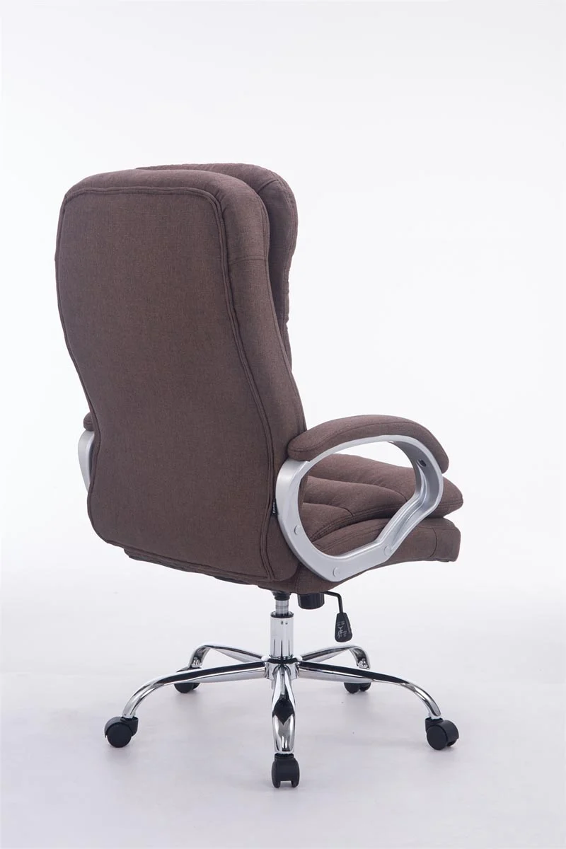Fauteuil de bureau ergonomique et confortable jusqu'à 235 kg en tissu marron et métal chromé 10_0002401