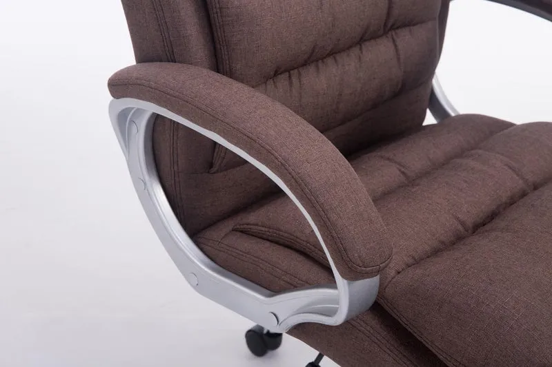 Fauteuil de bureau ergonomique et confortable jusqu'à 235 kg en tissu marron et métal chromé 10_0002401