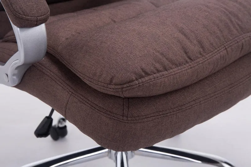 Fauteuil de bureau ergonomique et confortable jusqu'à 235 kg en tissu marron et métal chromé 10_0002401
