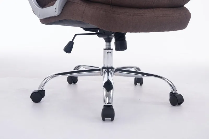 Fauteuil de bureau ergonomique et confortable jusqu'à 235 kg en tissu marron et métal chromé 10_0002401