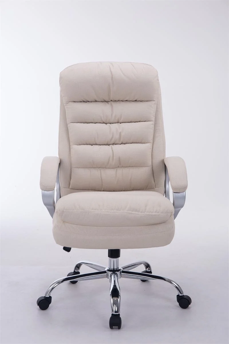 Fauteuil de bureau ergonomique et confortable jusqu'à 235 kg en tissu crème et métal chromé 10_0002402