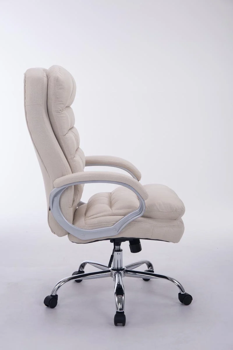 Fauteuil de bureau ergonomique et confortable jusqu'à 235 kg en tissu crème et métal chromé 10_0002402