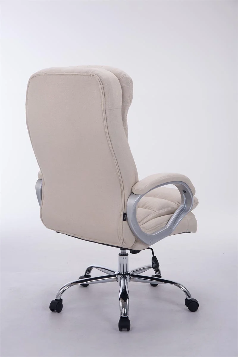 Fauteuil de bureau ergonomique et confortable jusqu'à 235 kg en tissu crème et métal chromé 10_0002402