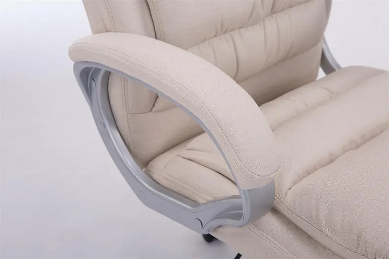 Fauteuil de bureau ergonomique et confortable jusqu'à 235 kg en tissu crème et métal chromé 10_0002402