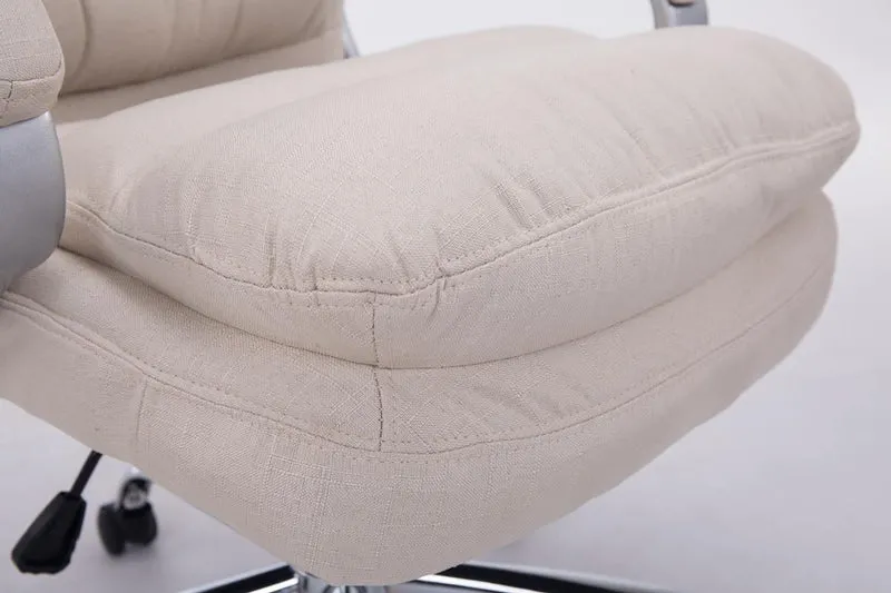 Fauteuil de bureau ergonomique et confortable jusqu'à 235 kg en tissu crème et métal chromé 10_0002402