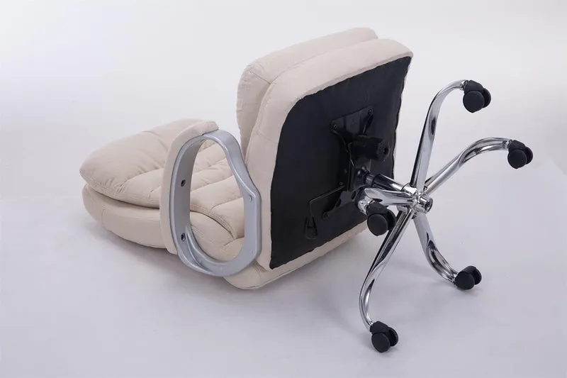 Fauteuil de bureau ergonomique et confortable jusqu'à 235 kg en tissu crème et métal chromé 10_0002402