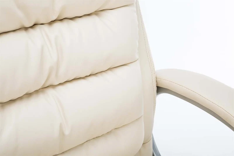 Fauteuil de bureau sur roulettes avec mécanisme de bascule jusqu'à 235 kg en PVC crème et métal chromé 10_0002397