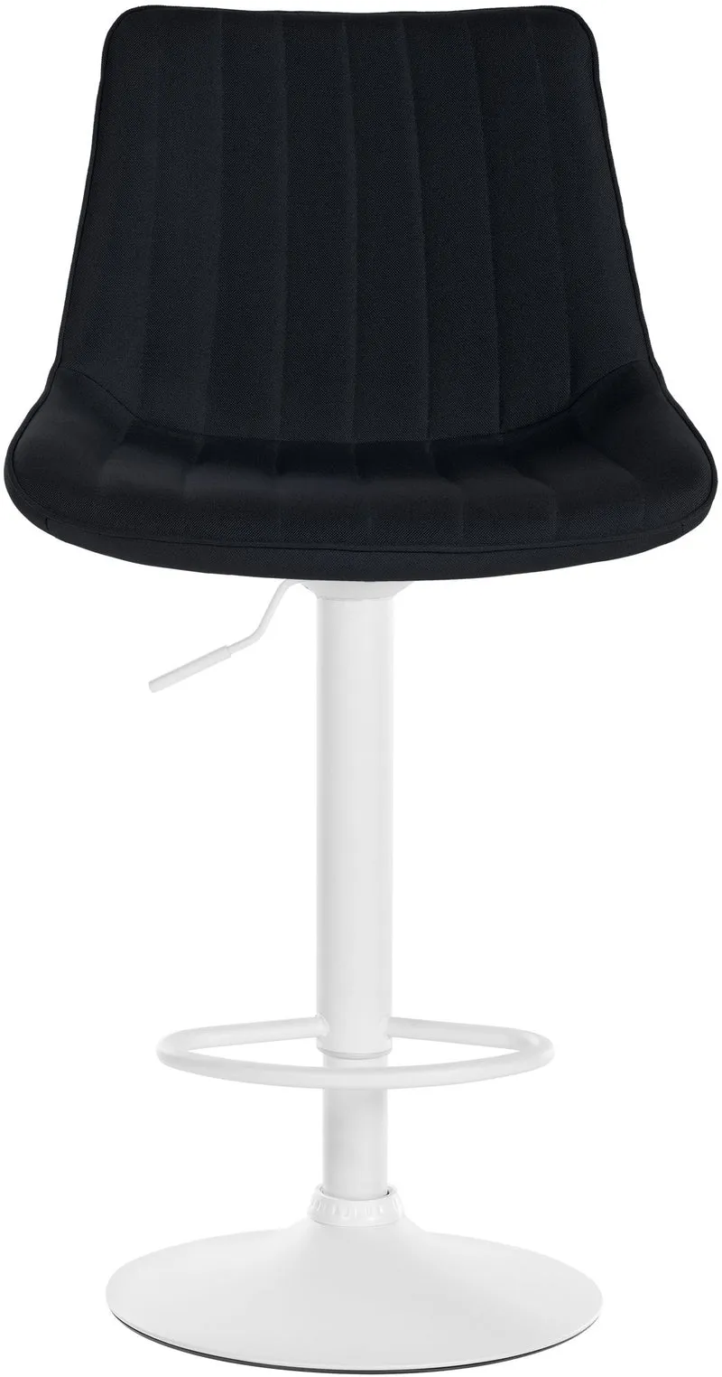 Lot de 2 tabourets de bar réglable en hauteur pivotant à 360° assise en tissu noir couture verticale pied métal blanc 10_0006407