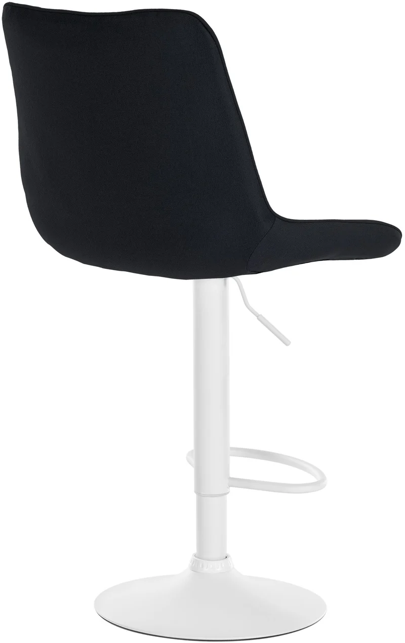 Lot de 2 tabourets de bar réglable en hauteur pivotant à 360° assise en tissu noir couture verticale pied métal blanc 10_0006407