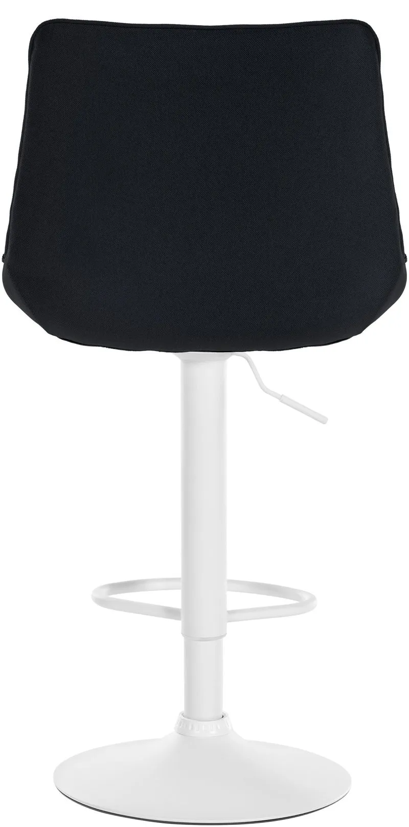 Lot de 2 tabourets de bar réglable en hauteur pivotant à 360° assise en tissu noir couture verticale pied métal blanc 10_0006407