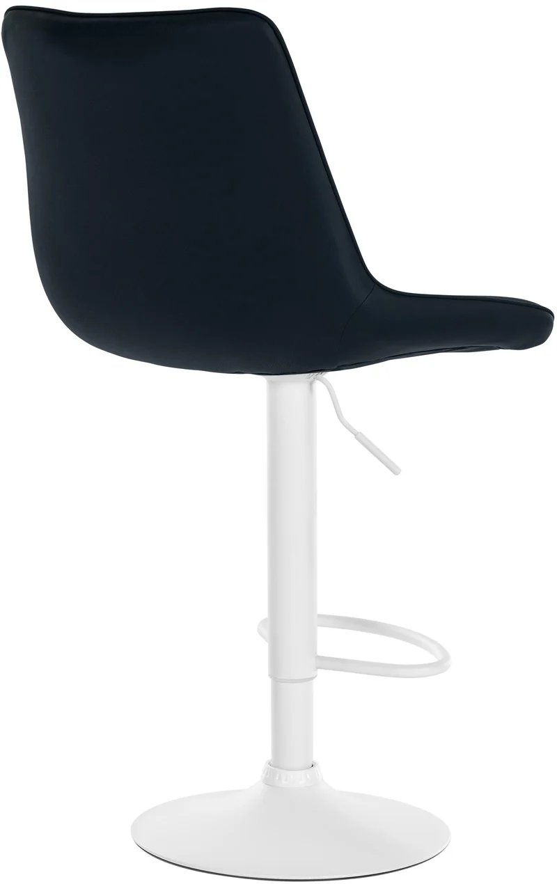 Tabouret de bar x1 réglable en hauteur pivotant à 360° assise en PVC noir couture verticale pied métal blanc 10_0005425