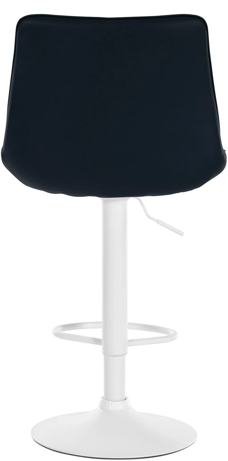 Tabouret de bar x1 réglable en hauteur pivotant à 360° assise en PVC noir couture verticale pied métal blanc 10_0005425