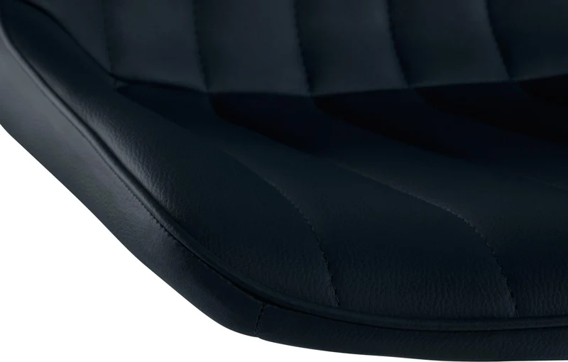 Tabouret de bar x1 réglable en hauteur pivotant à 360° assise en PVC noir couture verticale pied métal blanc 10_0005425