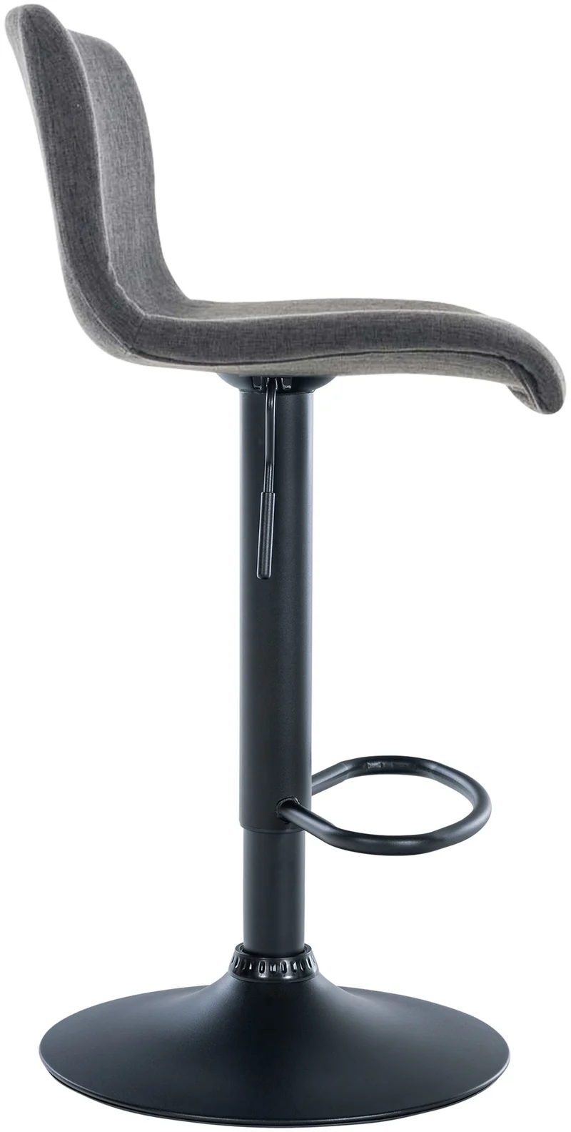 Tabouret de bar avec repose-pieds pivotant dossier incurvé en tissu gris foncé et métal noir 10_0004961