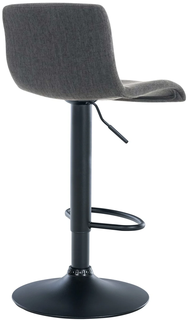 Tabouret de bar avec repose-pieds pivotant dossier incurvé en tissu gris foncé et métal noir 10_0004961